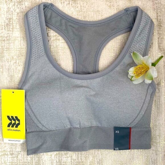 👚All in Motion by Target Grey Seemless Racer Sports Bra Sz XS NWT - Picture 1 of 6